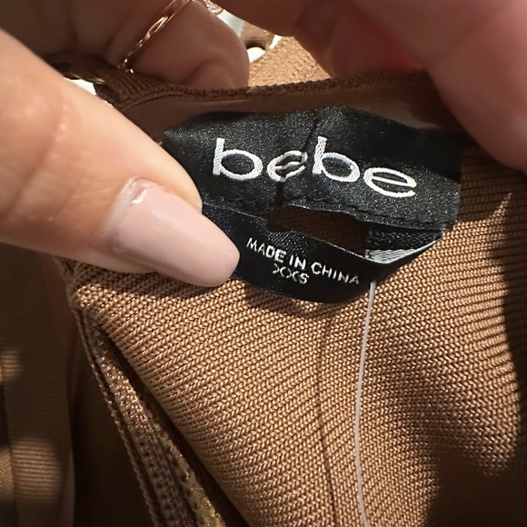 bebe Strapless Brown Peplum Dress - Picture 5 of 8